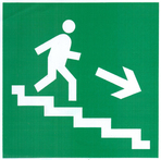 Знак "Направление к эвакуационному выходу по лестнице вниз направо" с нанес. ф/л Е13